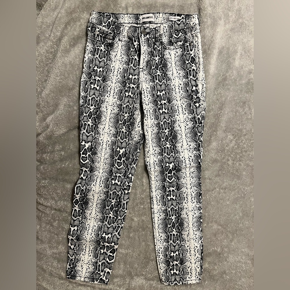 William Rast Black and White Snakeskin Skinny Jeans